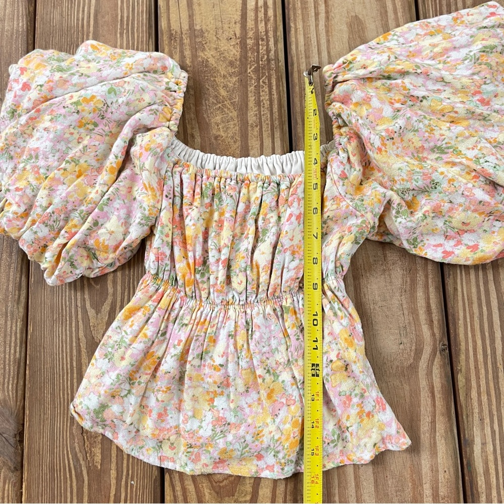 Altar’d State Floral Off Shoulder Puff Sleeve Smocked Top Size M - Picture 6 of 8